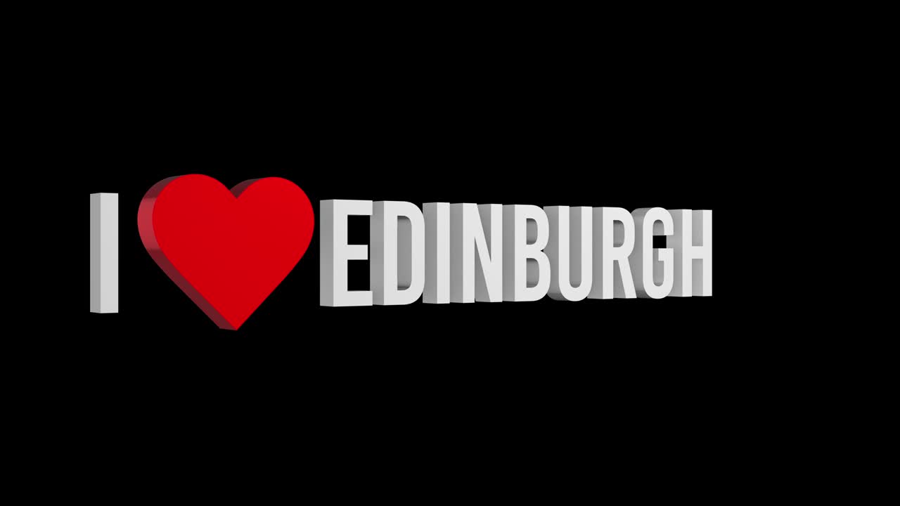 """나는 에딘버러를 사랑한다: 텍스트와 심장 3d: 알파 채널"""