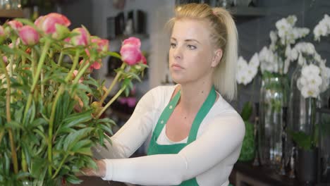 woman working in flower ship