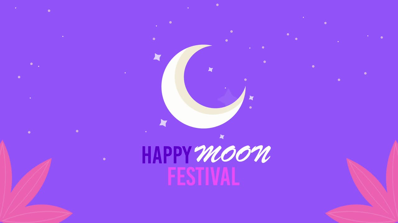 happy moon festival lettering with moon
