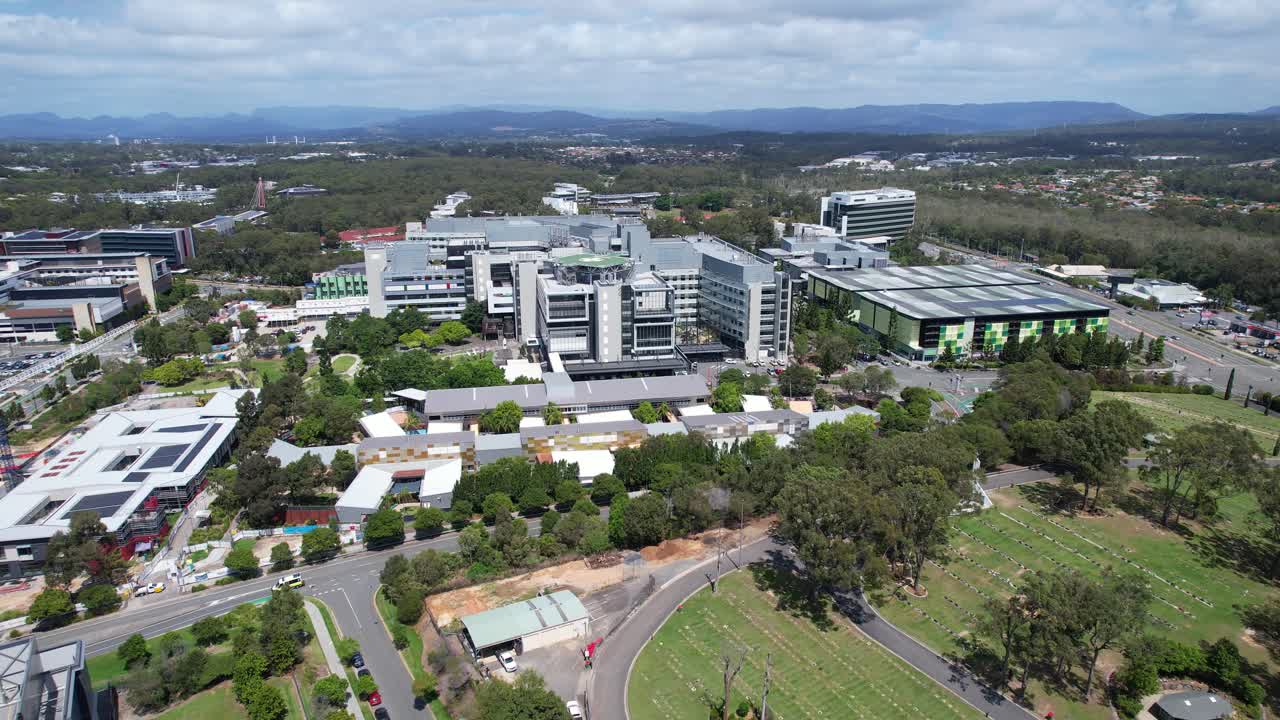 Aerial View Of Gold Coast University Hospital In Southport, Australia - Drone Shot