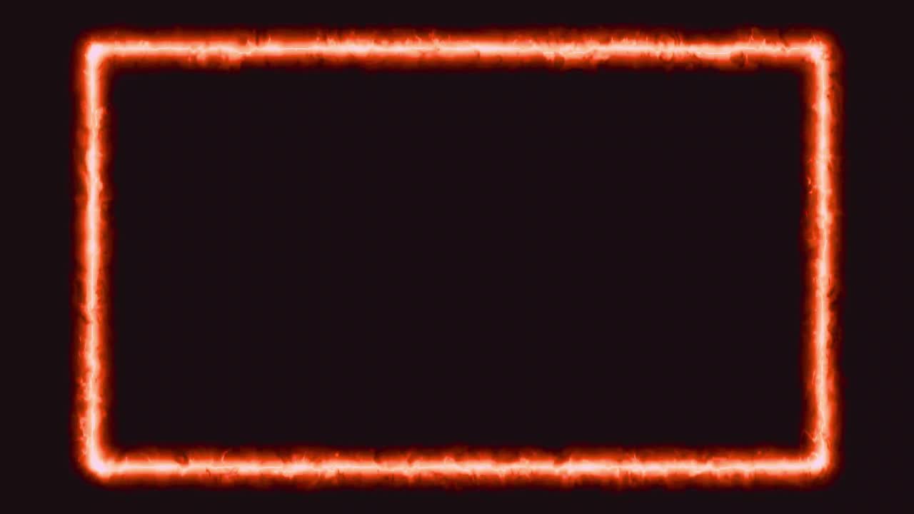 Flickering Orange and Red Glowing Rectangle Frame on Dark Background