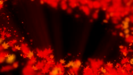 el giro de las hojas de otoño, el arce, la animación en cg, el bucle