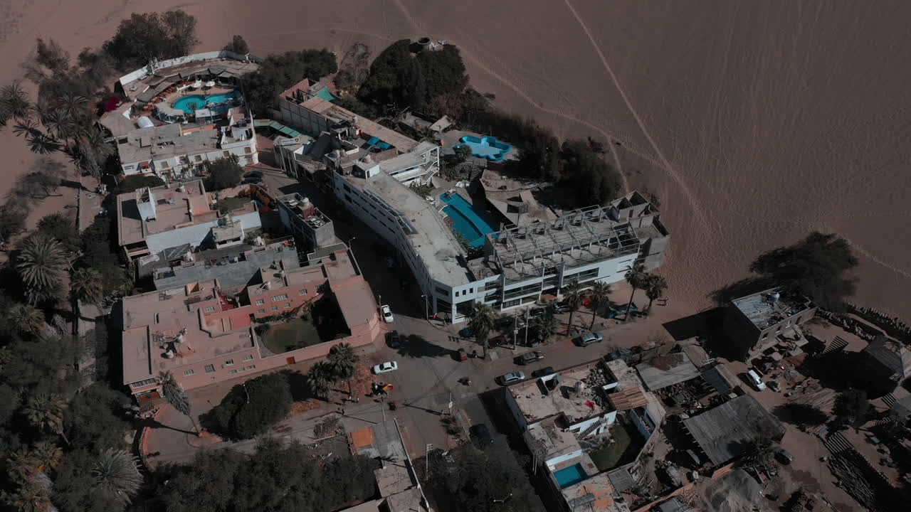 huacachina, 페루, 사막, 드론 공중