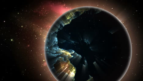 animation of globe over stars on black background