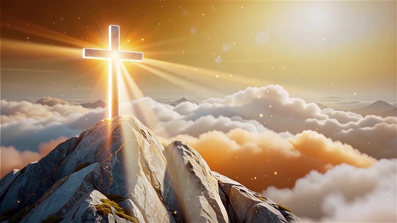 Christian Cross Heavenly Light Worship Background