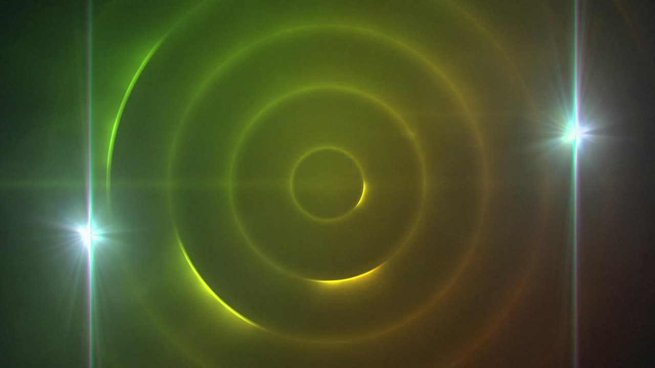 animación de círculos brillantes y luz en movimiento en espacio verde