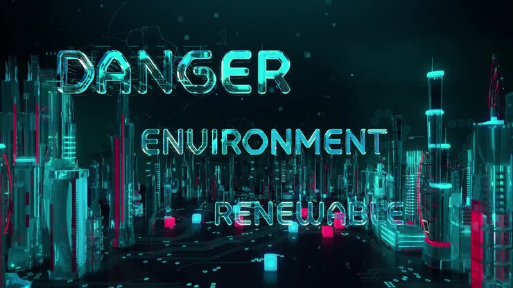 Klimaforandringer med digital teknologi og hitech-koncept.