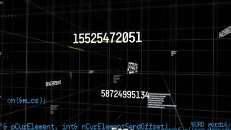 Animation-Von-Sich-ändernden-Zahlen-Und-Datenverarbeitung-über-Einem-Raster