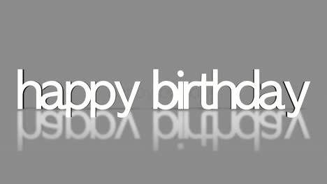 rolling happy birthday text on grey gradient