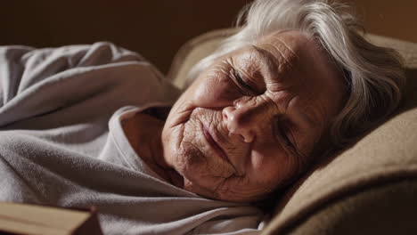 elderly woman sleeping peacefully in a chair