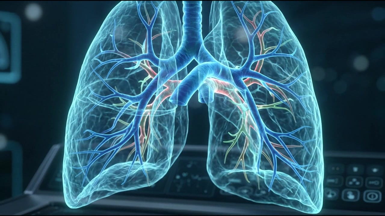 Dual human lungs holographic display respiratory organ scan