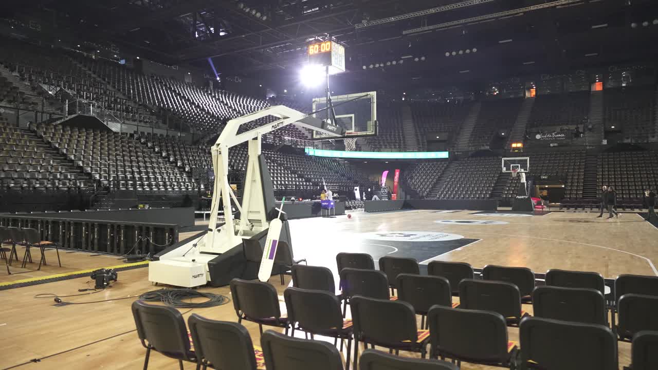 Empty Basketball Arena Ready for a Game