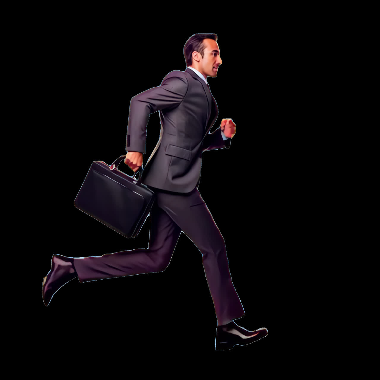 Businessman running with briefcase