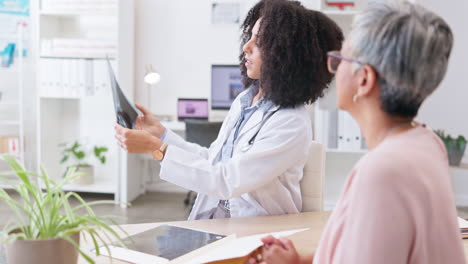 woman, doctor check and senior woman with mri