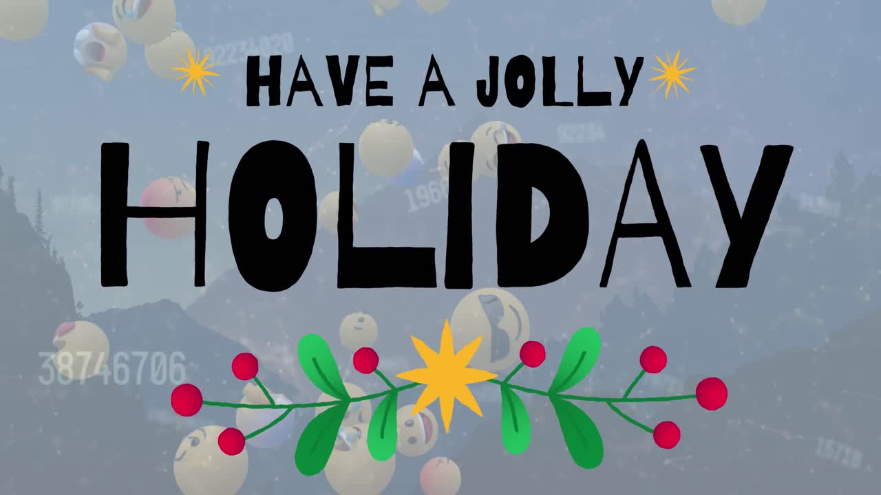 크리스마스 축하 문자의 애니메이션 크리스마스 장식 위에 텍스트