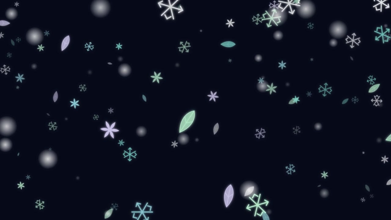 Animated Falling Snowflakes and Leaves on Dark Background