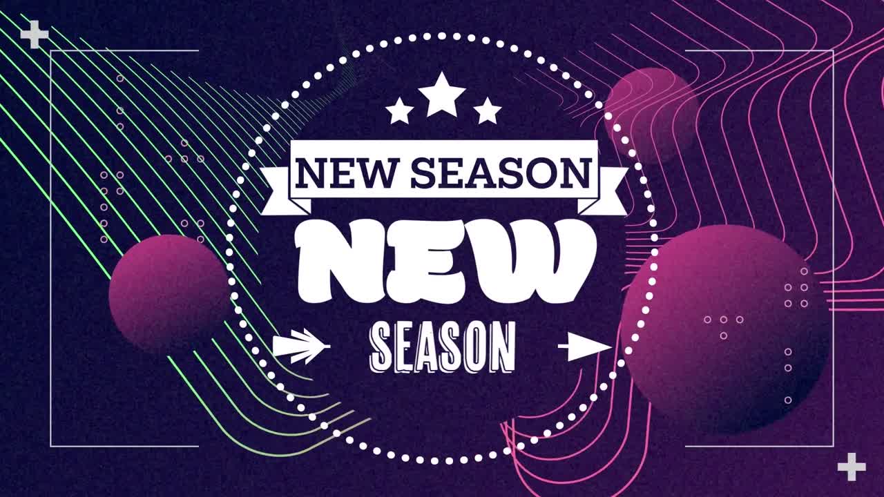 青い背景の新しいシーズンテキストのアニメーション