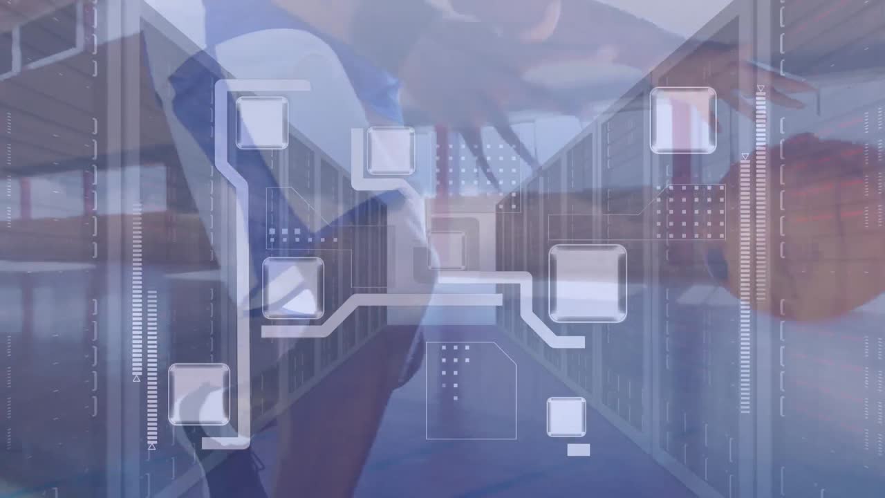 Animation of financial data processing over african american basketball player