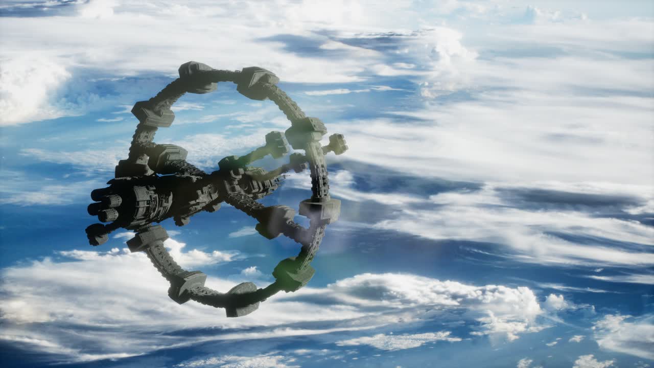 지구와 외계 우주 정거장 iss