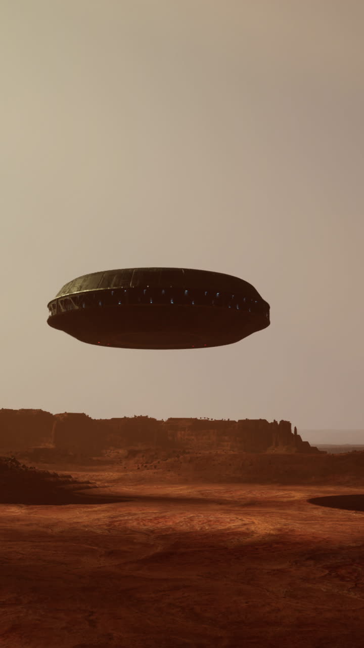 UFO Hovering Over a Desert Planet