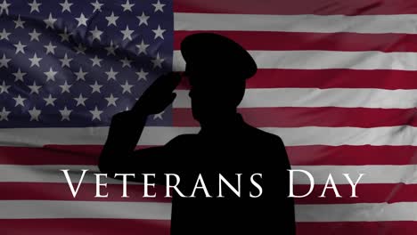 soldiers in front of us military flag. honoring all who served.