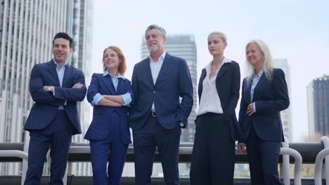 diverse group of business professionals in an urban setting