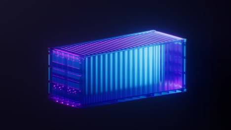 container with dark neon light effect, 3d rendering.