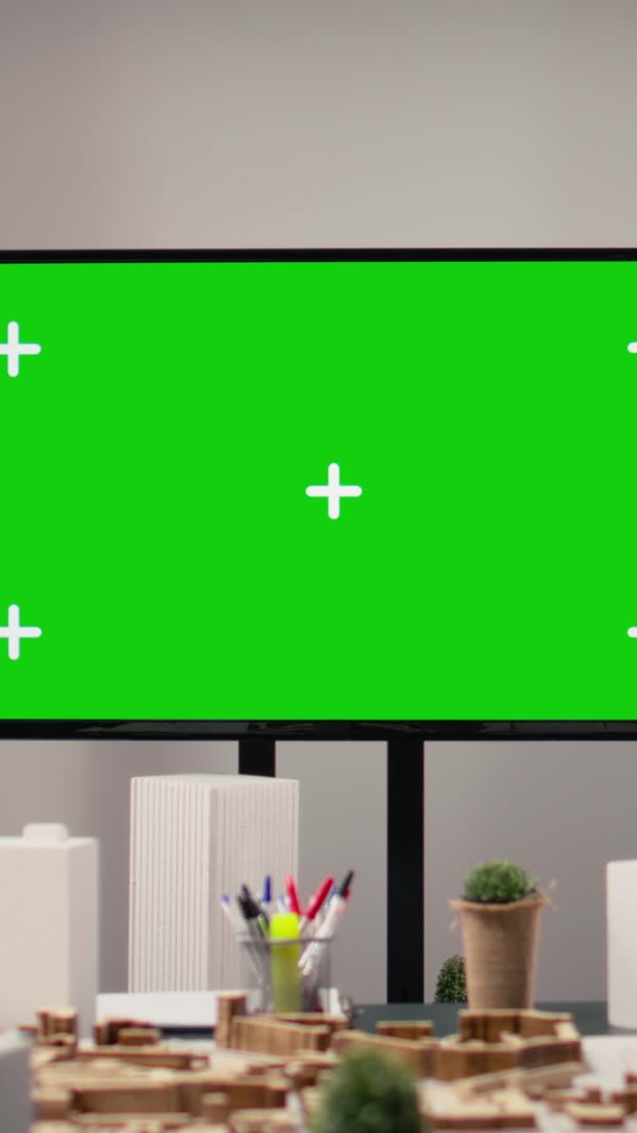 Vertical Video Modern empty real estate business space running copy space on TV monitor