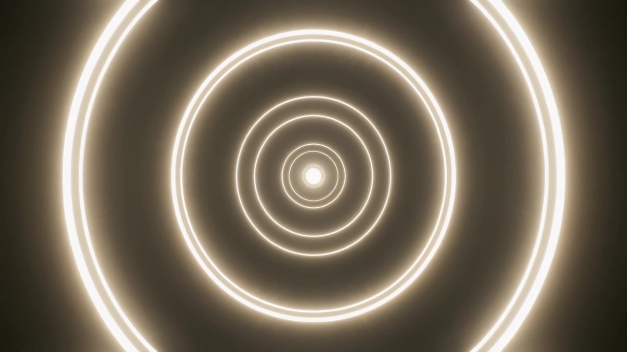 Abstract Glowing Concentric Circles Expanding in Dark Space