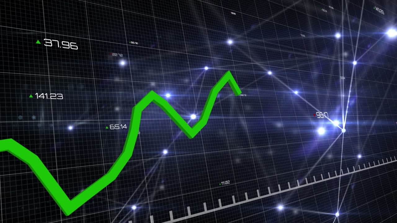 녹색 선의 애니메이션과 그리드 상의 데이터 처리