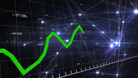 animación de la línea verde y procesamiento de datos sobre la cuadrícula