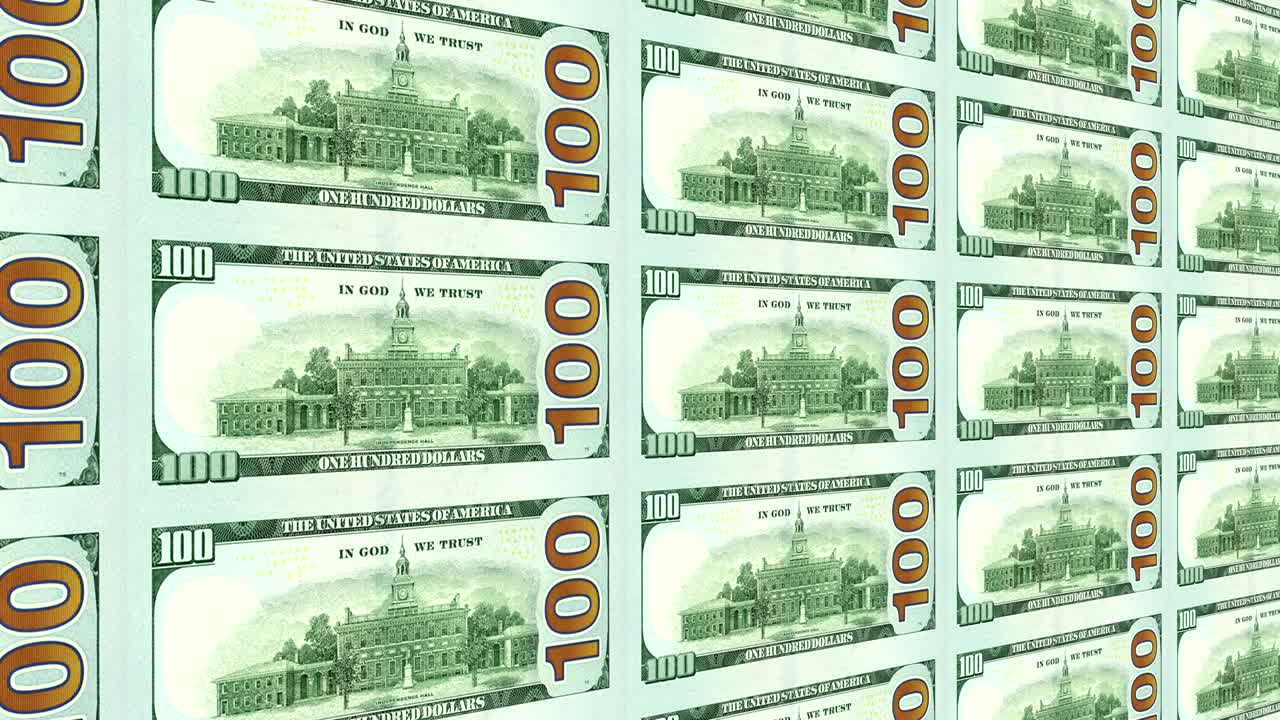 새로운 100달러 지폐의 뒷면은 3d로 여 있습니다.