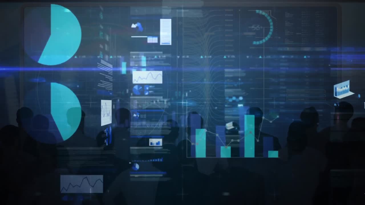 pantalla futurista que proyecta datos estadísticos