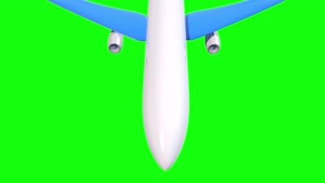 green screen aerial view from above an airplane flying animation 3d chroma key