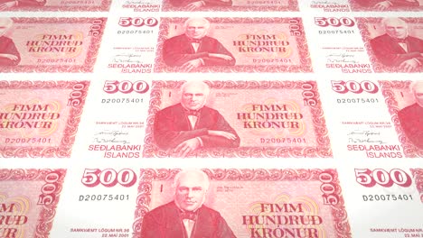 banknotes of five hundred kroner or crowns of iceland rolling, cash money