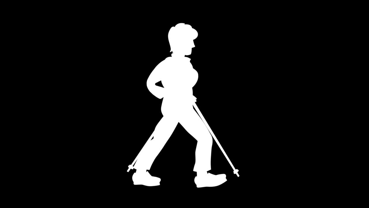 스키 타는 사람들의 3 가지 다른 애니메이션 세트: 짧은 머리 여인, 은 머리 수염 신사 및 balding 은이.