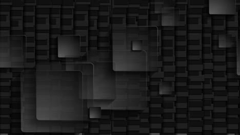 black transparent squares on dark mosaic background video animation