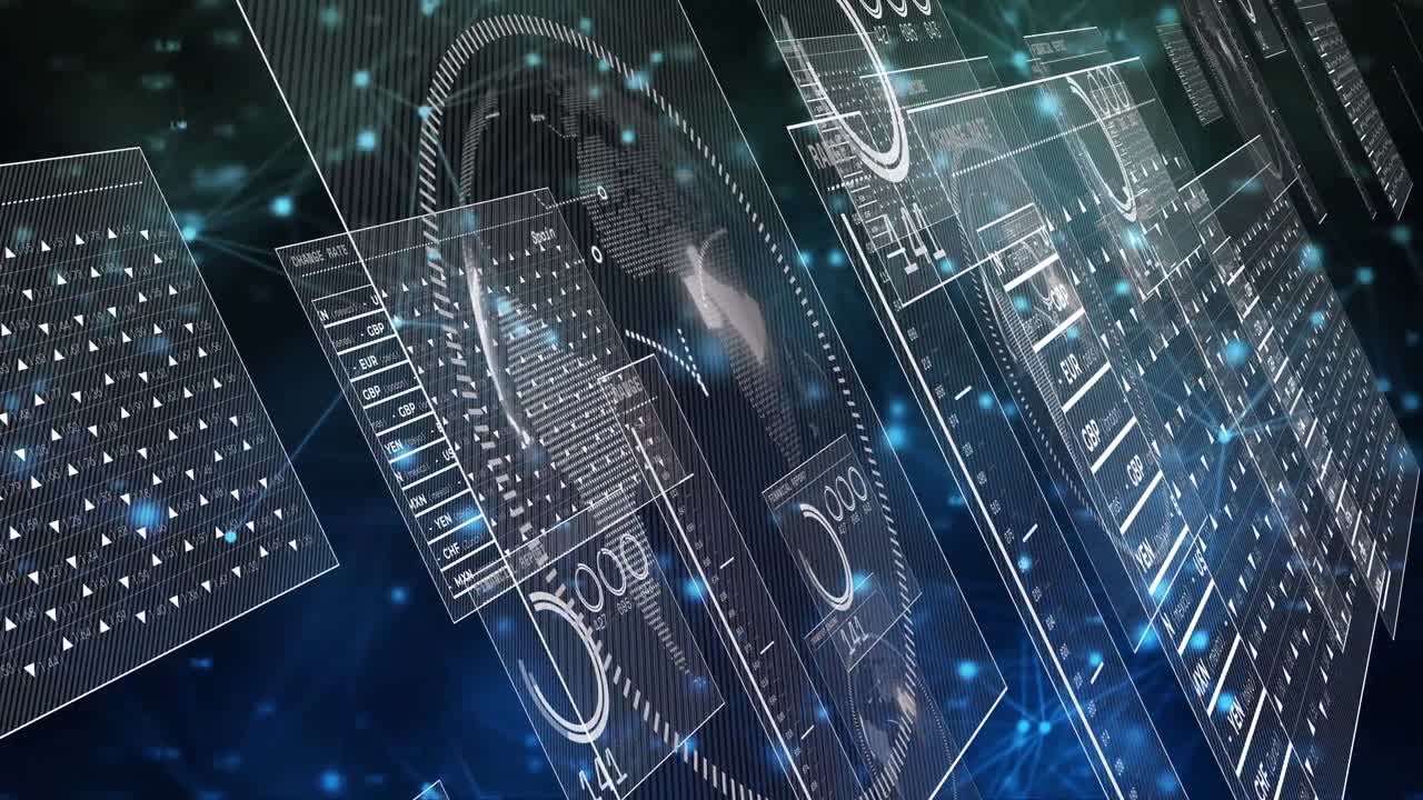 검은색 배경에 데이터 처리의 애니메이션