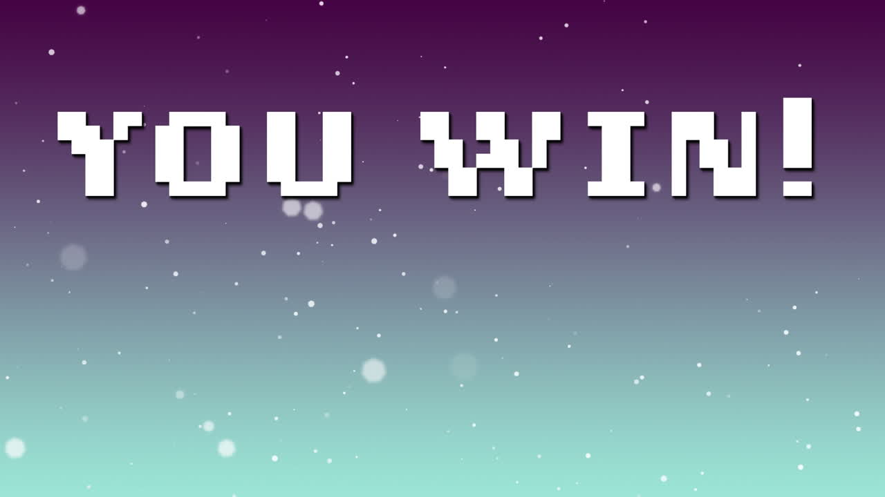 파란색 배경의 반점 위에  ⁇ 색 문자로 텍스트를 이기는 애니메이션