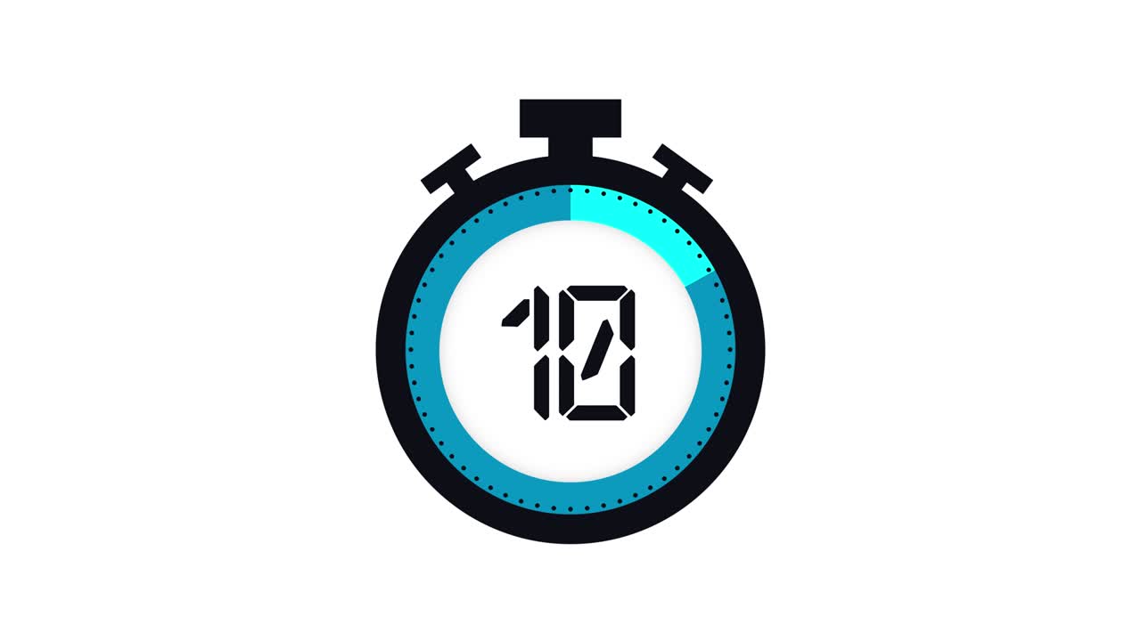Colourful minimal countdown timer animation from 20 to 0 seconds. Modern flat design with animation on white background. High quality 4K video