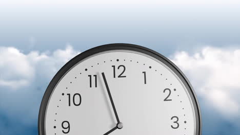 animation of clock ticking showing midnight clouds on blue background