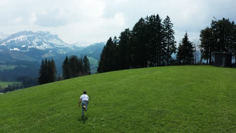 Typ,-Der-Einen-Handstand-Auf-Einem-Sehr-Grünen-Grashügel-Mit-Wunderschöner-Landschaft-In-Der-Schweiz-Macht