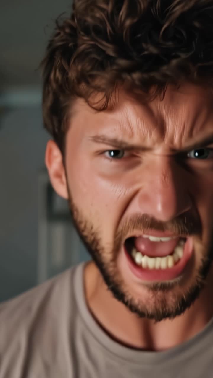 Intense Emotional Expression of Anger Captured in Two Frames Showcasing Raw Human Emotion and the Power of Facial Reactions to Convey Strong Feelings