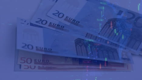 animation der datenverarbeitung über banknoten