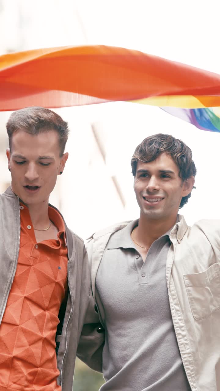 Gay couple celebrating pride