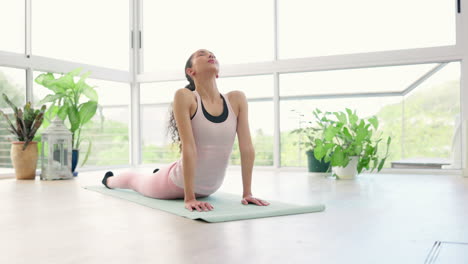 fitness, stretching and woman in yoga studio