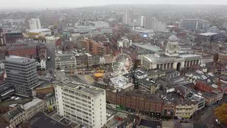 nottingham city uk ,dron antena pan old market square con mercado de navidad 2021