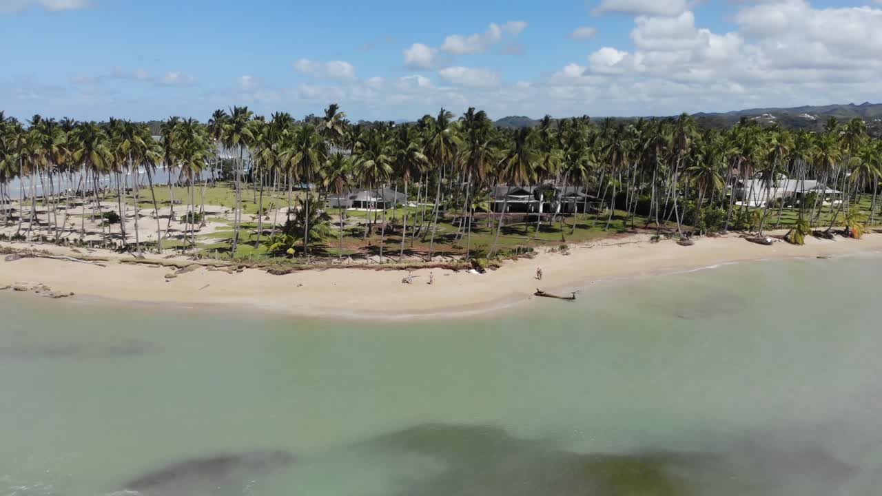 una vista aérea de una playa en el caribe, revelando el hermoso paisaje