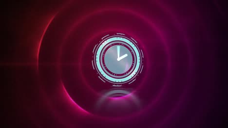animación del reloj moviéndose rápidamente sobre círculos rojos