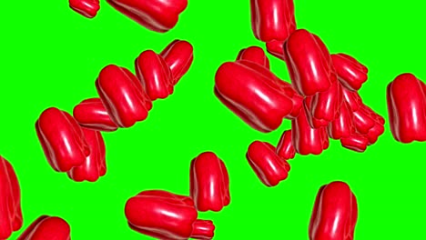 grupo de animación de pimientos rojos, fondo editable, tecla de croma de pantalla verde